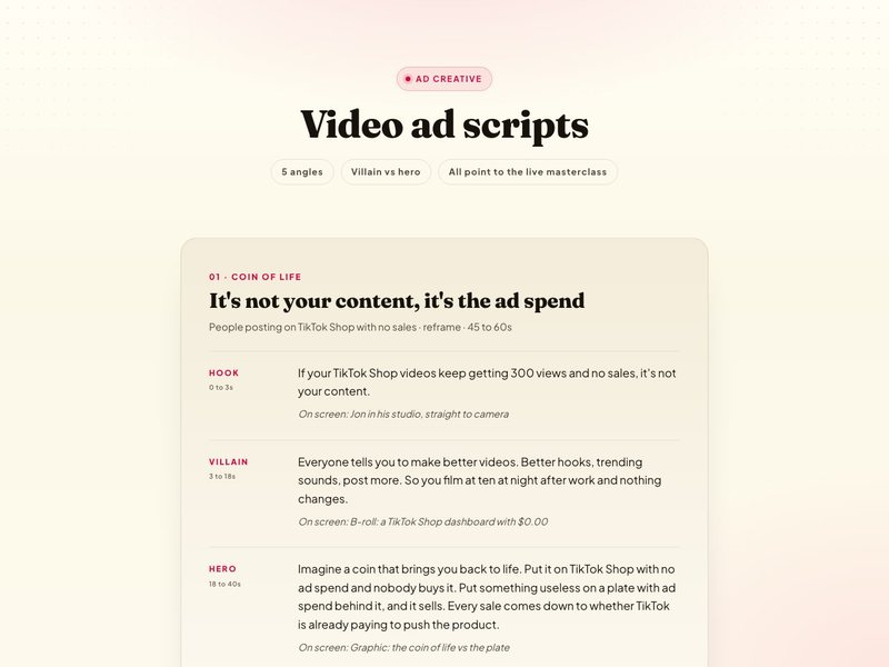 Ad creative scripts preview