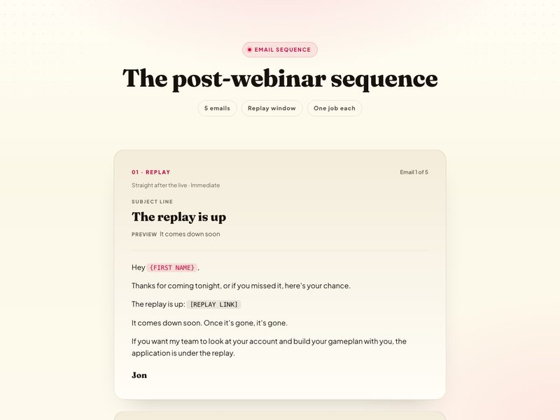 Post-webinar sequence preview